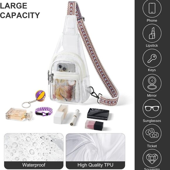 for Stadium Events Approved Clear Purses for Women Crossbody Transparent Bag Sta - Picture 4 of 8